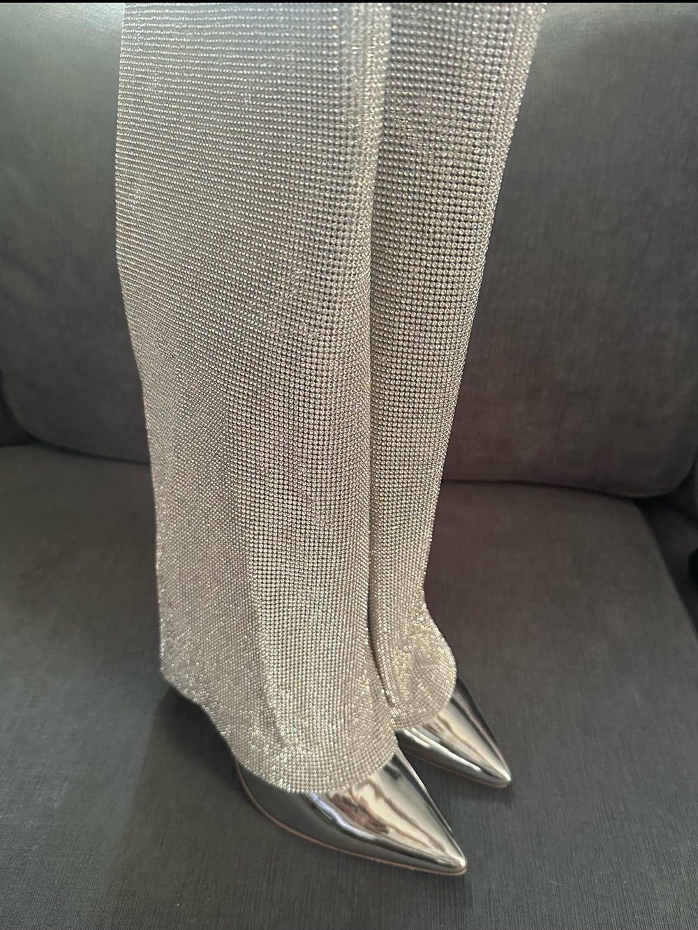 Cape Robbin Shiny Silver Pointed-Toe Stiletto Heels - Picture 2 of 10